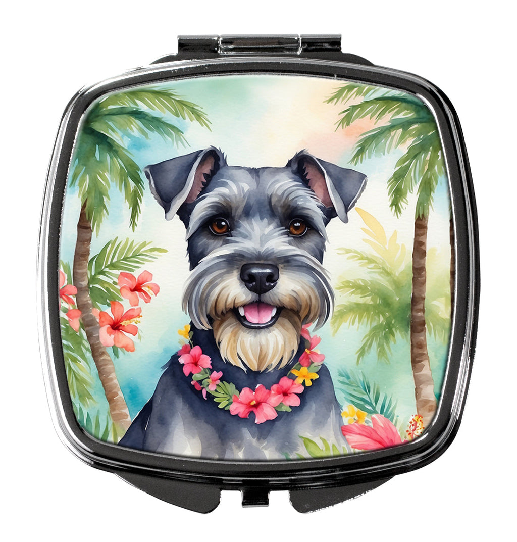 Schnauzer Luau Compact Mirror Decorative Travel Makeup Mirror for Women Girls Gifts Pocket Makeup Mirror Folding Handheld