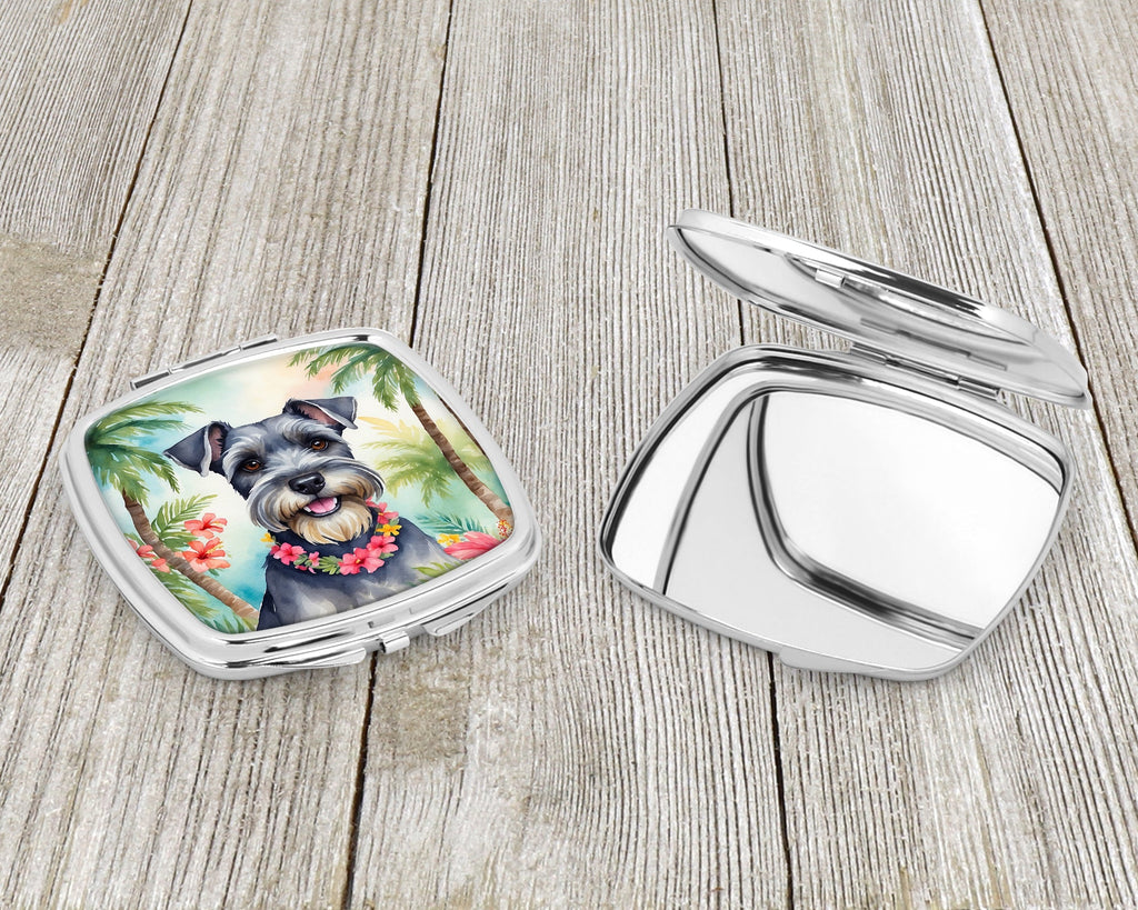Schnauzer Luau Compact Mirror Decorative Travel Makeup Mirror for Women Girls Gifts Pocket Makeup Mirror Folding Handheld