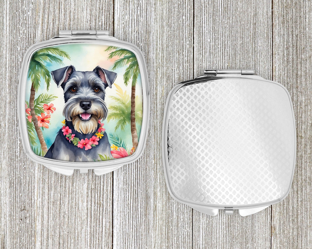 Schnauzer Luau Compact Mirror Decorative Travel Makeup Mirror for Women Girls Gifts Pocket Makeup Mirror Folding Handheld