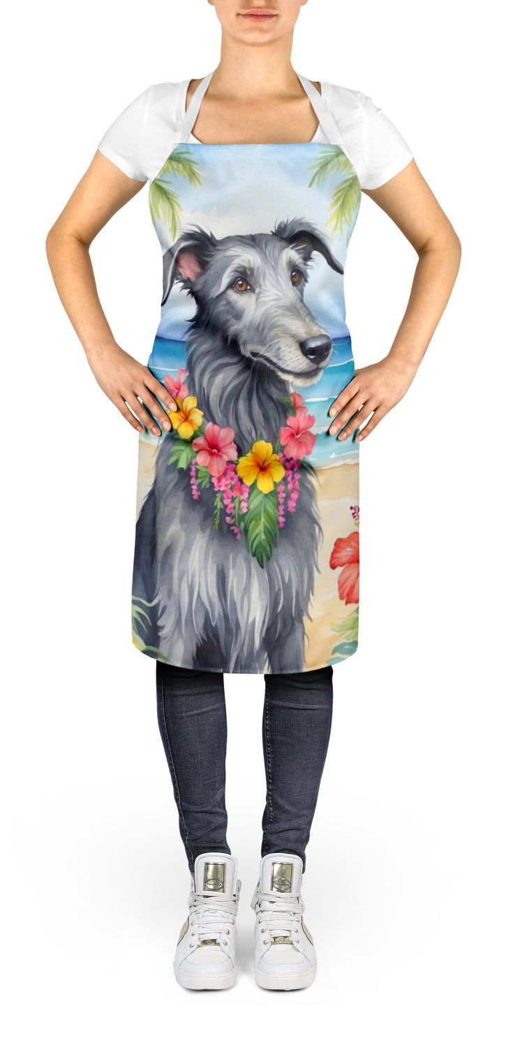 Scottish Deerhound Luau Apron Cooking Kitchen Server Baking Crafts Gardening for Adult Women Men, Unisex, Large, Multicolor
