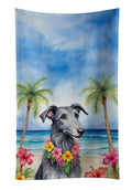 Scottish Deerhound Luau Kitchen Towel Velour Plush Front and Cotton Loop Back Machine Washable