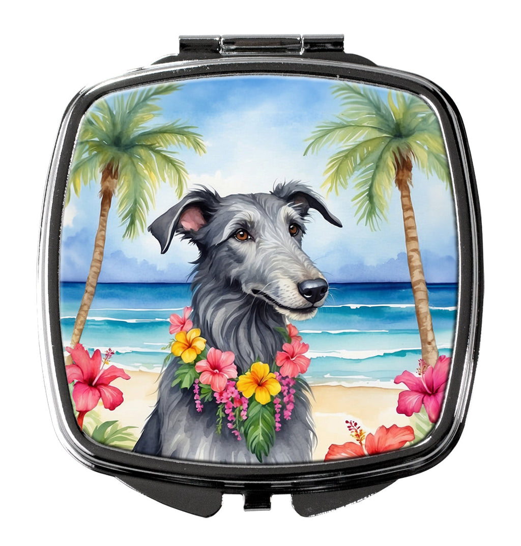 Scottish Deerhound Luau Compact Mirror Decorative Travel Makeup Mirror for Women Girls Gifts Pocket Makeup Mirror Folding Handheld