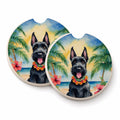 Scottish Terrier Luau Set of 2 Cup Holder Car Coasters Absorbent Round Sandstone Coasters Gifts for Men or Women, 2.5, Multicolor