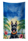 Scottish Terrier Luau Kitchen Towel Velour Plush Front and Cotton Loop Back Machine Washable