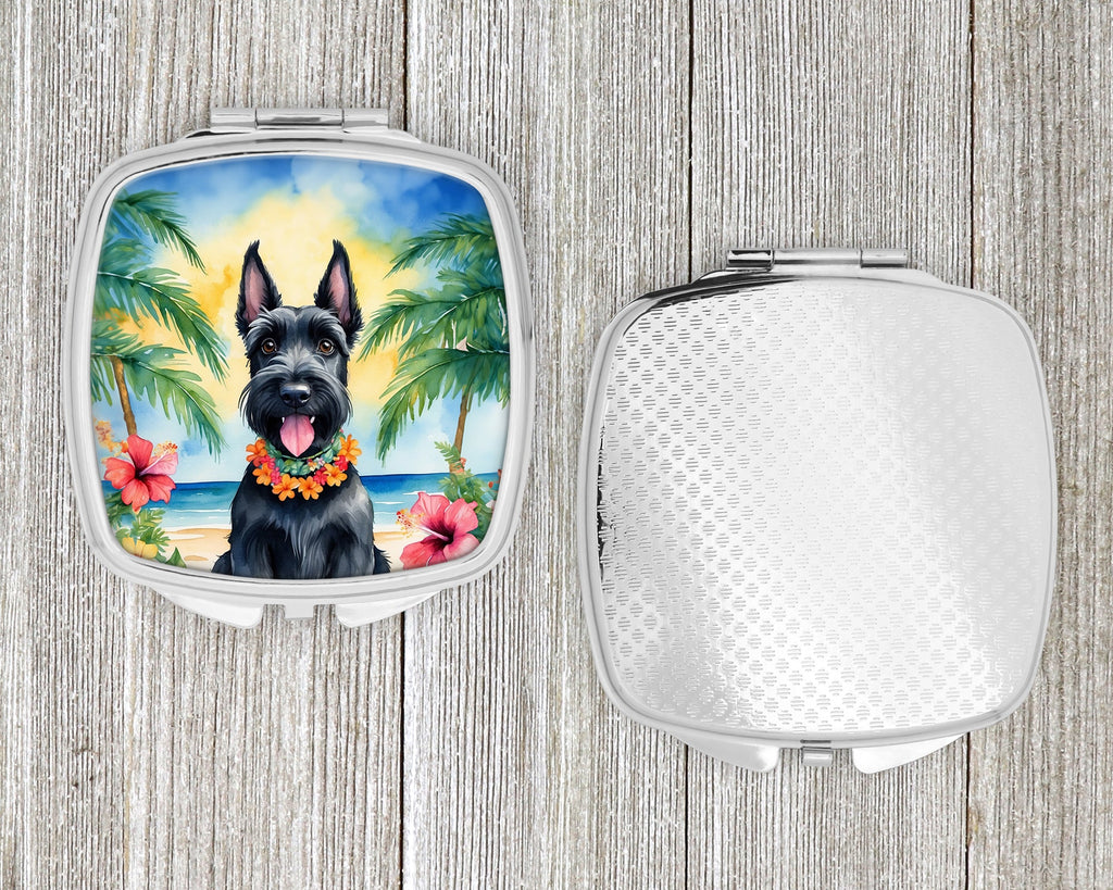 Scottish Terrier Luau Compact Mirror Decorative Travel Makeup Mirror for Women Girls Gifts Pocket Makeup Mirror Folding Handheld