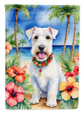 Sealyham Terrier Luau House Flag 28x40 Porch Sleeve Pole Decorative Outside Yard Banner Artwork Wall Hanging, Polyester
