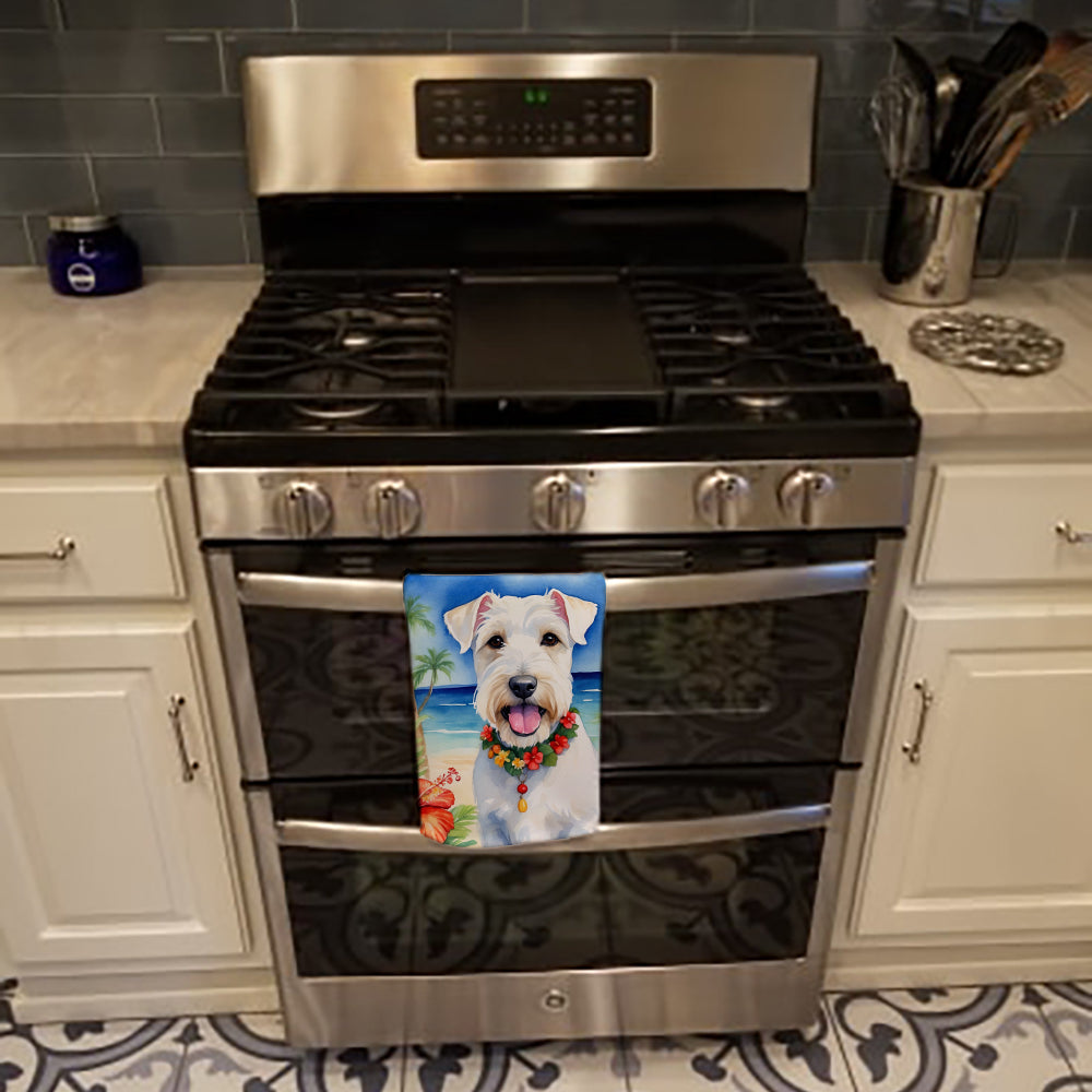Sealyham Terrier Luau Kitchen Towel Velour Plush Front and Cotton Loop Back Machine Washable