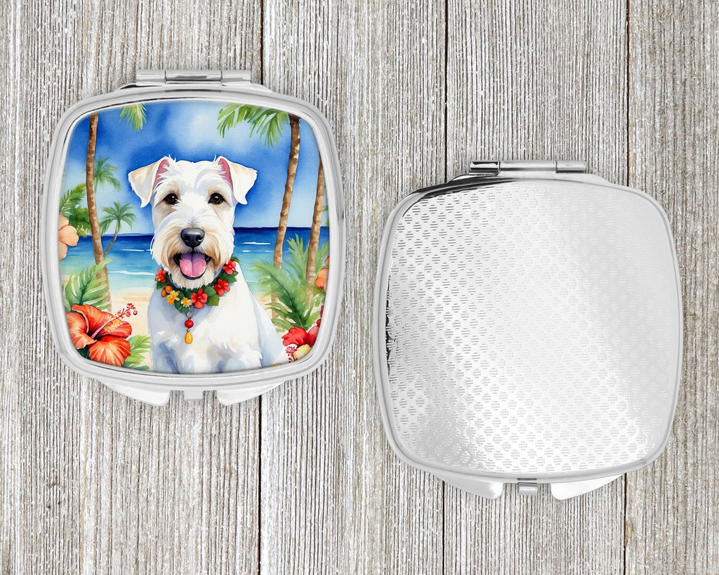 Sealyham Terrier Luau Compact Mirror Decorative Travel Makeup Mirror for Women Girls Gifts Pocket Makeup Mirror Folding Handheld