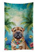 Shar Pei Luau Kitchen Towel Velour Plush Front and Cotton Loop Back Machine Washable