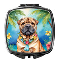 Shar Pei Luau Compact Mirror Decorative Travel Makeup Mirror for Women Girls Gifts Pocket Makeup Mirror Folding Handheld