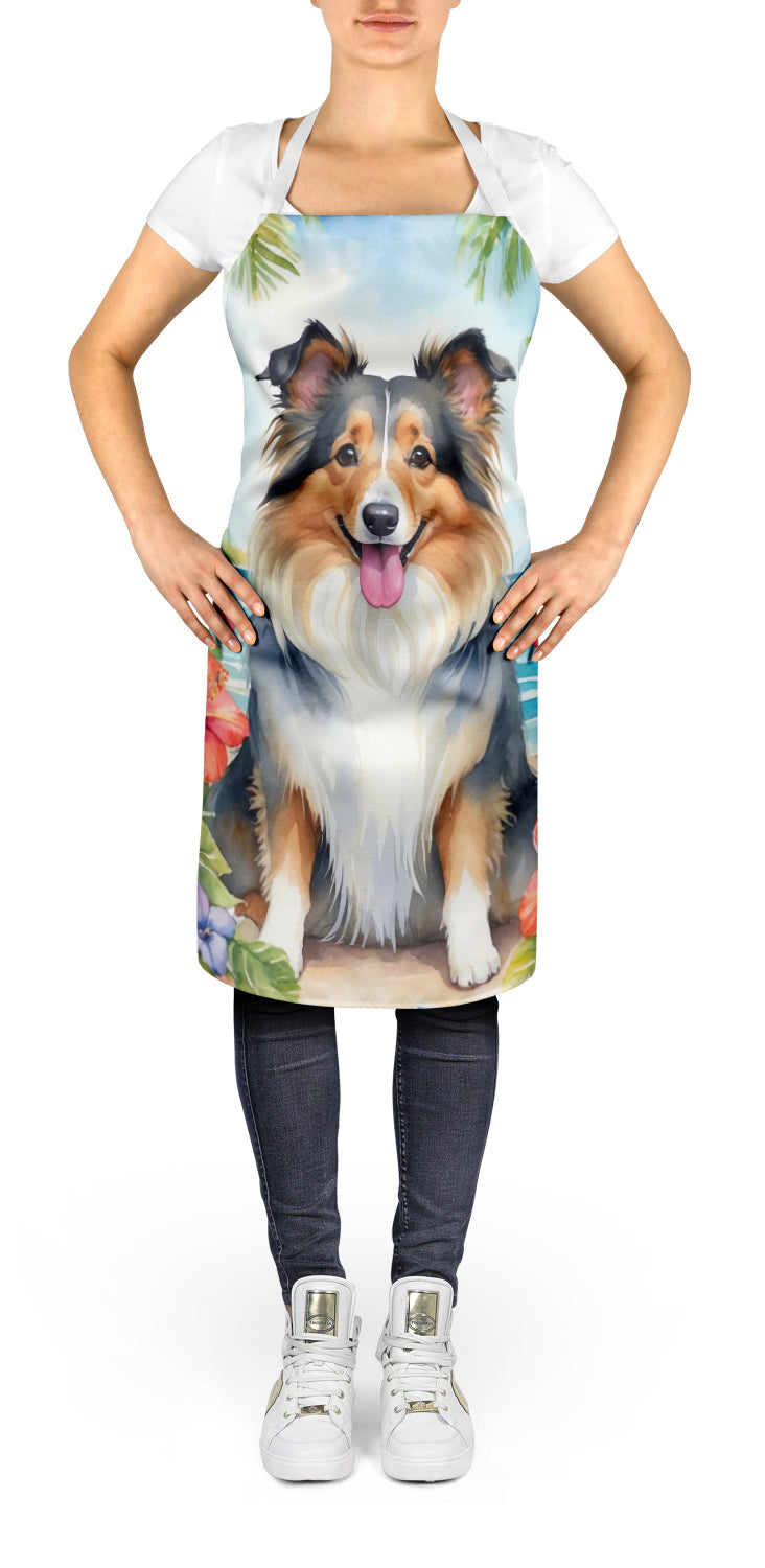 Sheltie Luau Apron Cooking Kitchen Server Baking Crafts Gardening for Adult Women Men, Unisex, Large, Multicolor