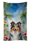 Sheltie Luau Kitchen Towel Velour Plush Front and Cotton Loop Back Machine Washable