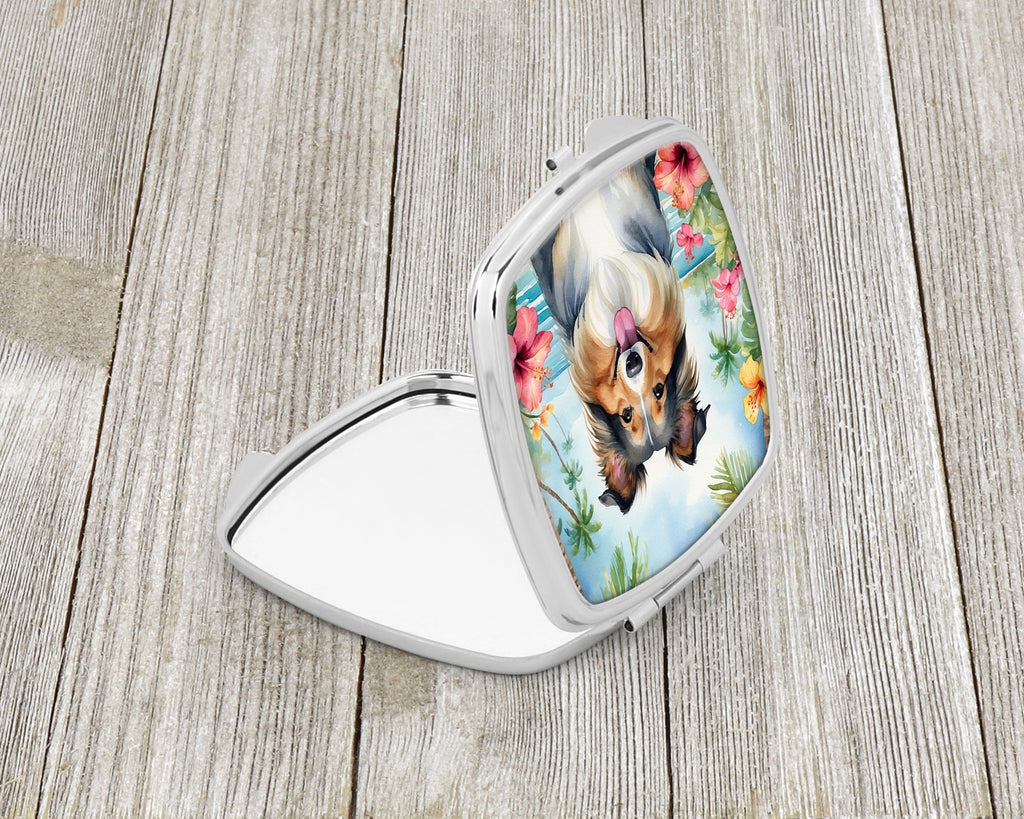 Sheltie Luau Compact Mirror Decorative Travel Makeup Mirror for Women Girls Gifts Pocket Makeup Mirror Folding Handheld
