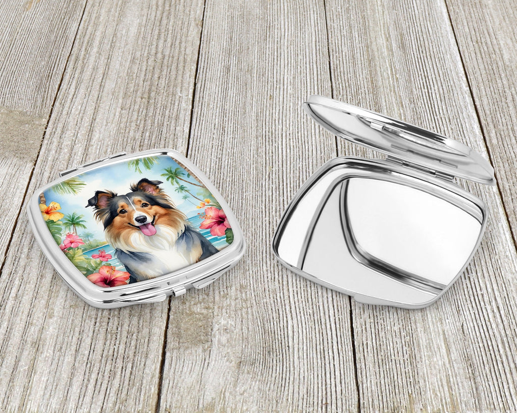 Sheltie Luau Compact Mirror Decorative Travel Makeup Mirror for Women Girls Gifts Pocket Makeup Mirror Folding Handheld