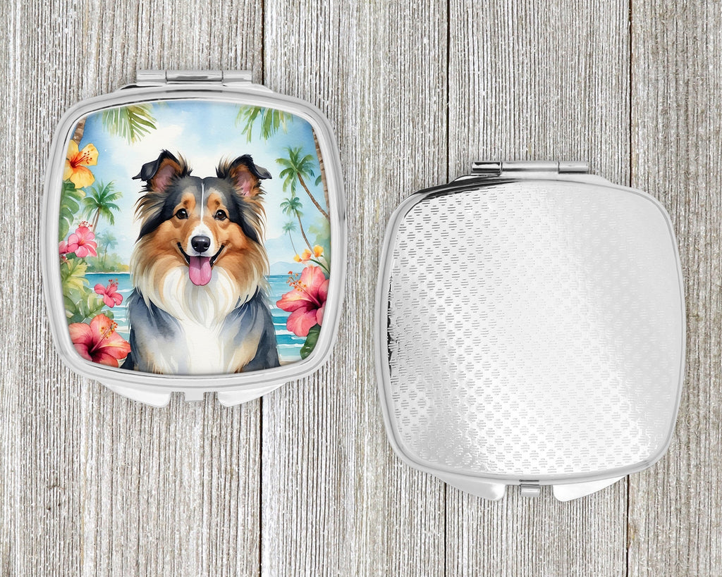 Sheltie Luau Compact Mirror Decorative Travel Makeup Mirror for Women Girls Gifts Pocket Makeup Mirror Folding Handheld