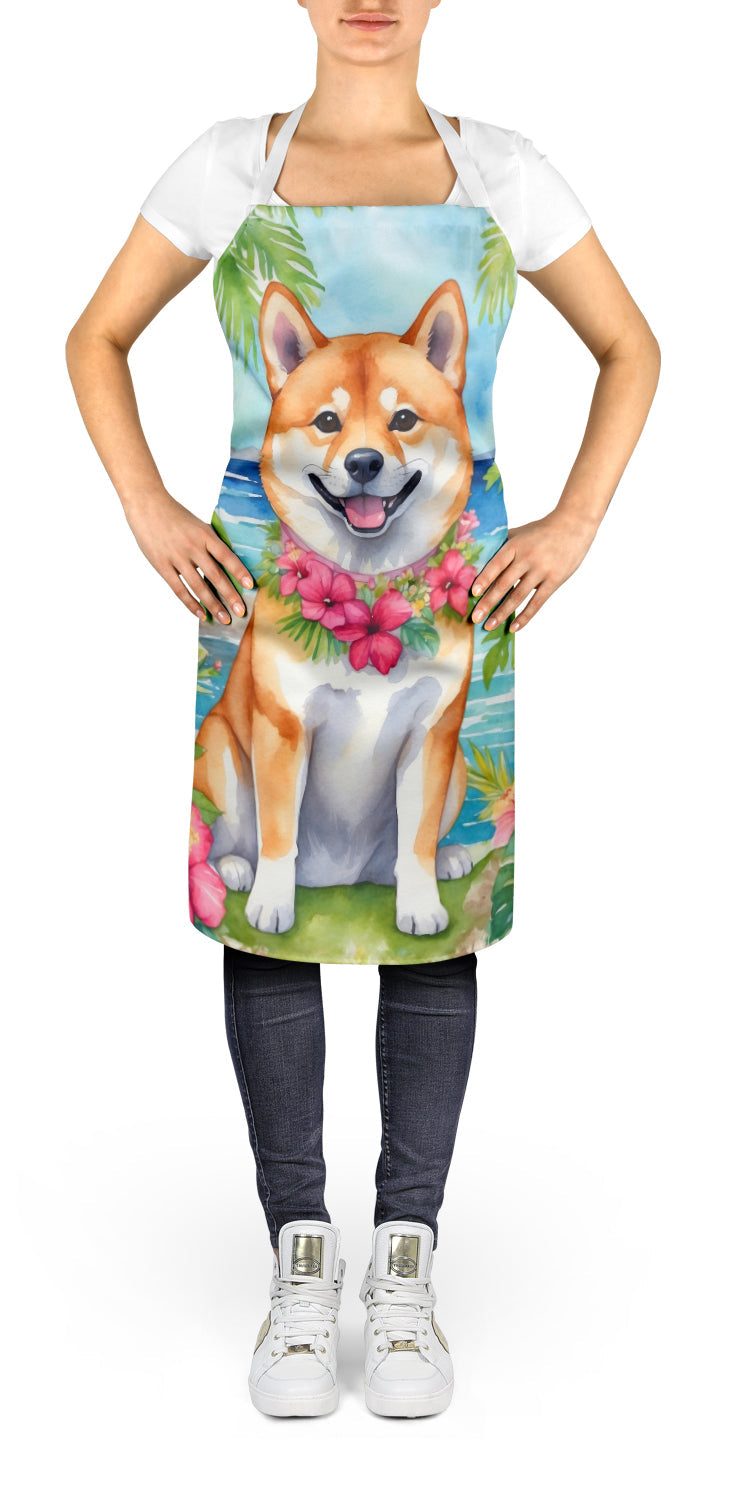 Shiba Inu Luau Apron Cooking Kitchen Server Baking Crafts Gardening for Adult Women Men, Unisex, Large, Multicolor