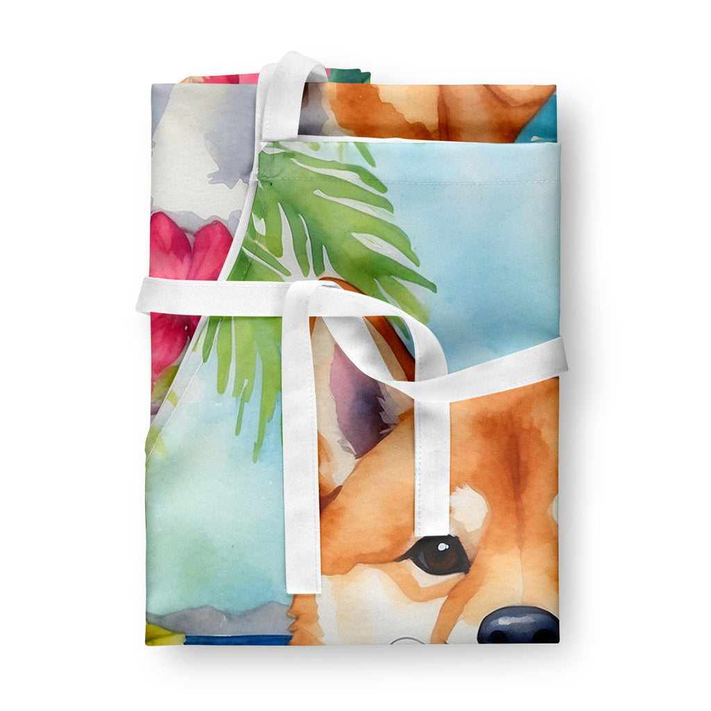 Shiba Inu Luau Apron Cooking Kitchen Server Baking Crafts Gardening for Adult Women Men, Unisex, Large, Multicolor