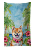 Shiba Inu Luau Kitchen Towel Velour Plush Front and Cotton Loop Back Machine Washable