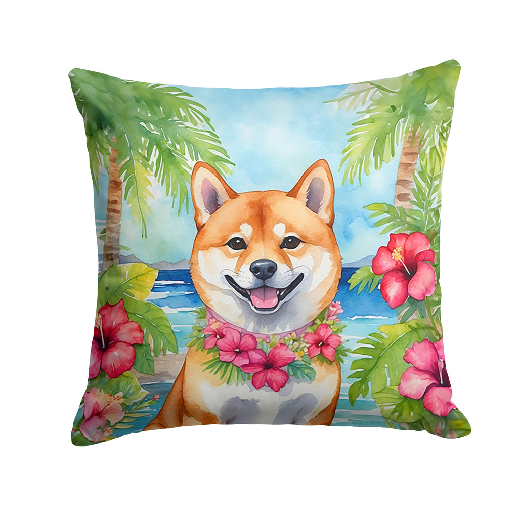Shiba Inu Luau Decorative Throw Pillow 18x18 Indoor Outdoor Accent Cushion, Fabric Cover with Insert for Sofa, Bed, Porch & Living Room