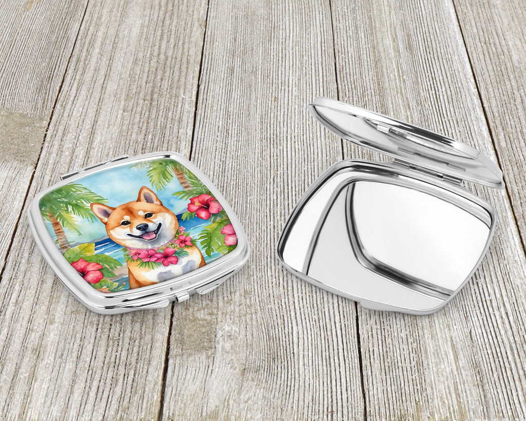 Shiba Inu Luau Compact Mirror Decorative Travel Makeup Mirror for Women Girls Gifts Pocket Makeup Mirror Folding Handheld