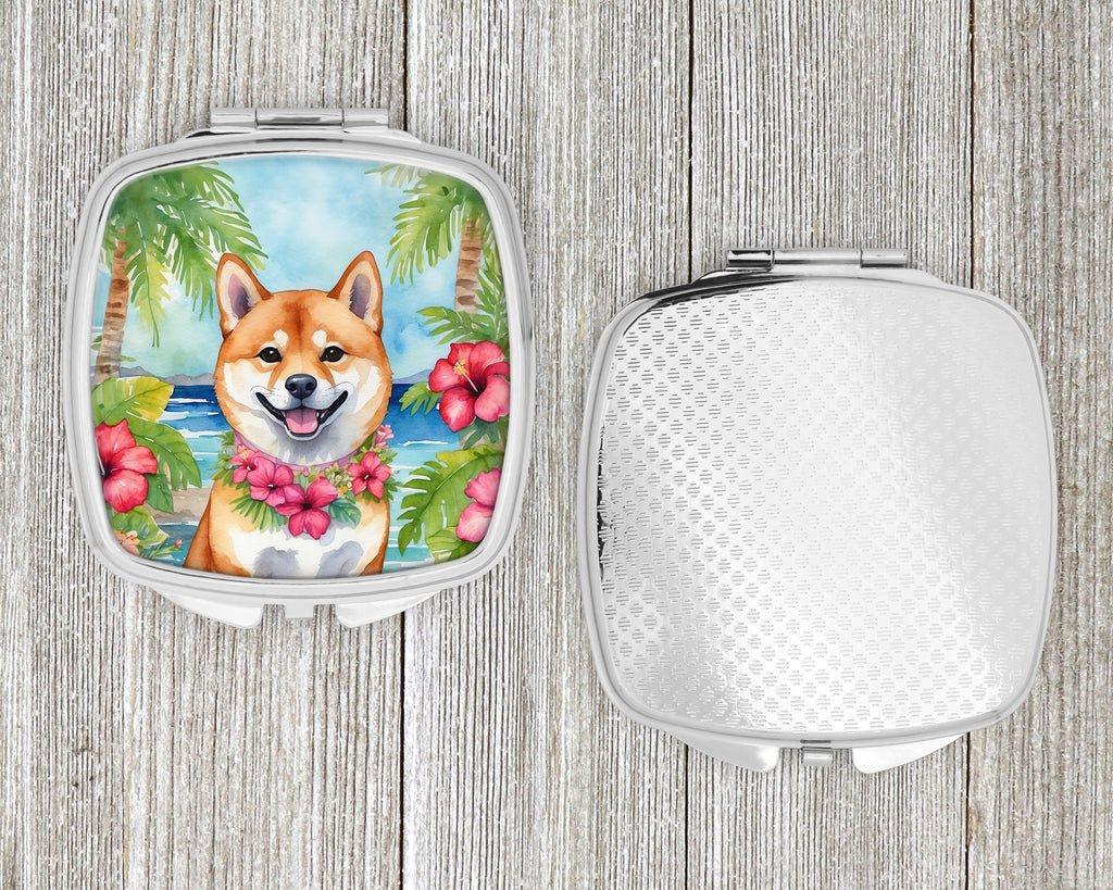 Shiba Inu Luau Compact Mirror Decorative Travel Makeup Mirror for Women Girls Gifts Pocket Makeup Mirror Folding Handheld