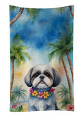 Shih Tzu Luau Kitchen Towel Velour Plush Front and Cotton Loop Back Machine Washable