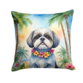 Shih Tzu Luau Decorative Throw Pillow 14x14 Indoor Outdoor Accent Cushion, Fabric Cover with Insert for Sofa, Bed, Porch & Living Room