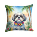 Shih Tzu Luau Decorative Throw Pillow 18x18 Indoor Outdoor Accent Cushion, Fabric Cover with Insert for Sofa, Bed, Porch & Living Room