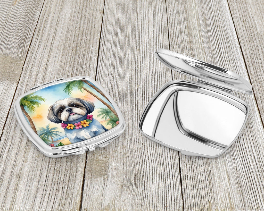 Shih Tzu Luau Compact Mirror Decorative Travel Makeup Mirror for Women Girls Gifts Pocket Makeup Mirror Folding Handheld