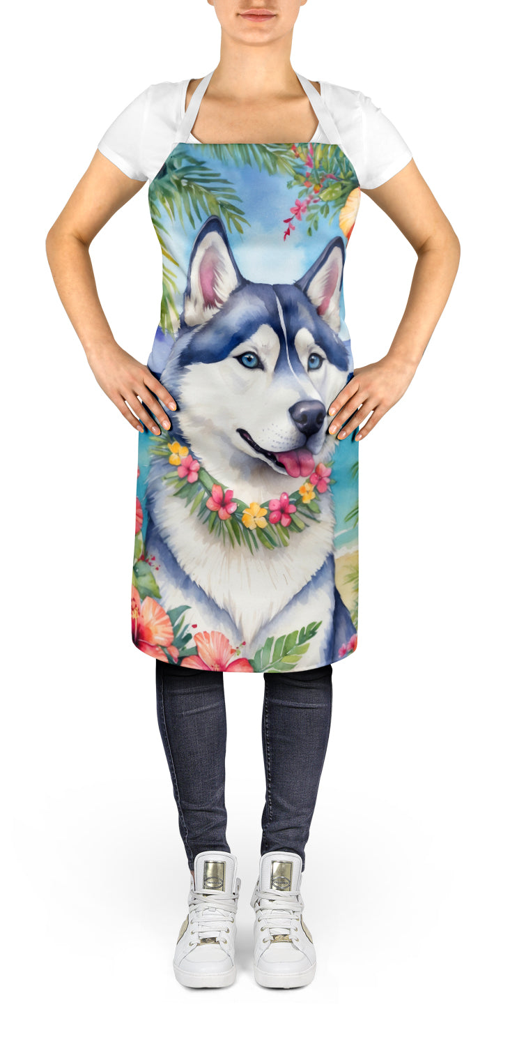 Siberian Husky Luau Apron Cooking Kitchen Server Baking Crafts Gardening for Adult Women Men, Unisex, Large, Multicolor