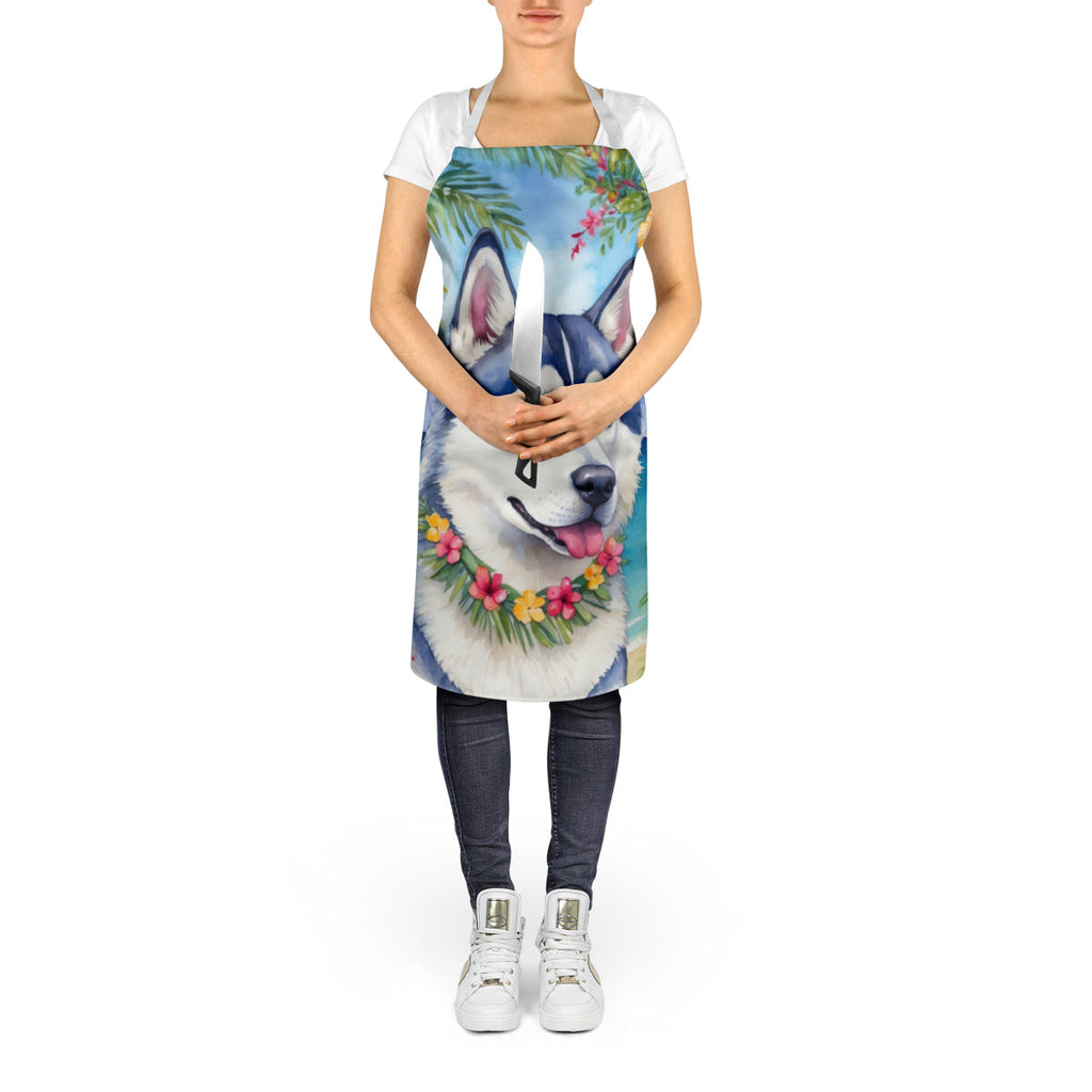 Siberian Husky Luau Apron Cooking Kitchen Server Baking Crafts Gardening for Adult Women Men, Unisex, Large, Multicolor