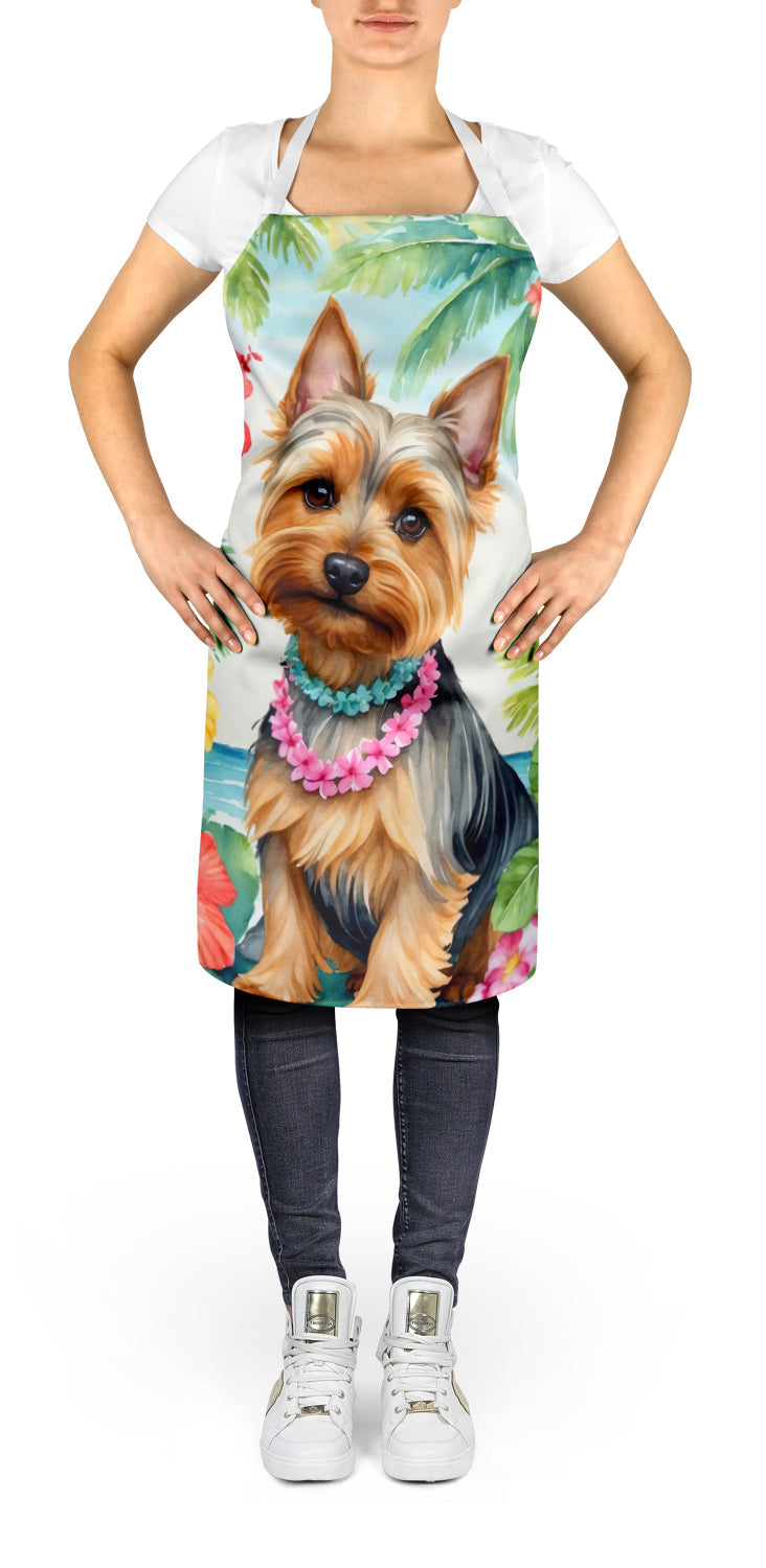 Silky Terrier Luau Apron Cooking Kitchen Server Baking Crafts Gardening for Adult Women Men, Unisex, Large, Multicolor