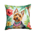 Silky Terrier Luau Decorative Throw Pillow 18x18 Indoor Outdoor Accent Cushion, Fabric Cover with Insert for Sofa, Bed, Porch & Living Room