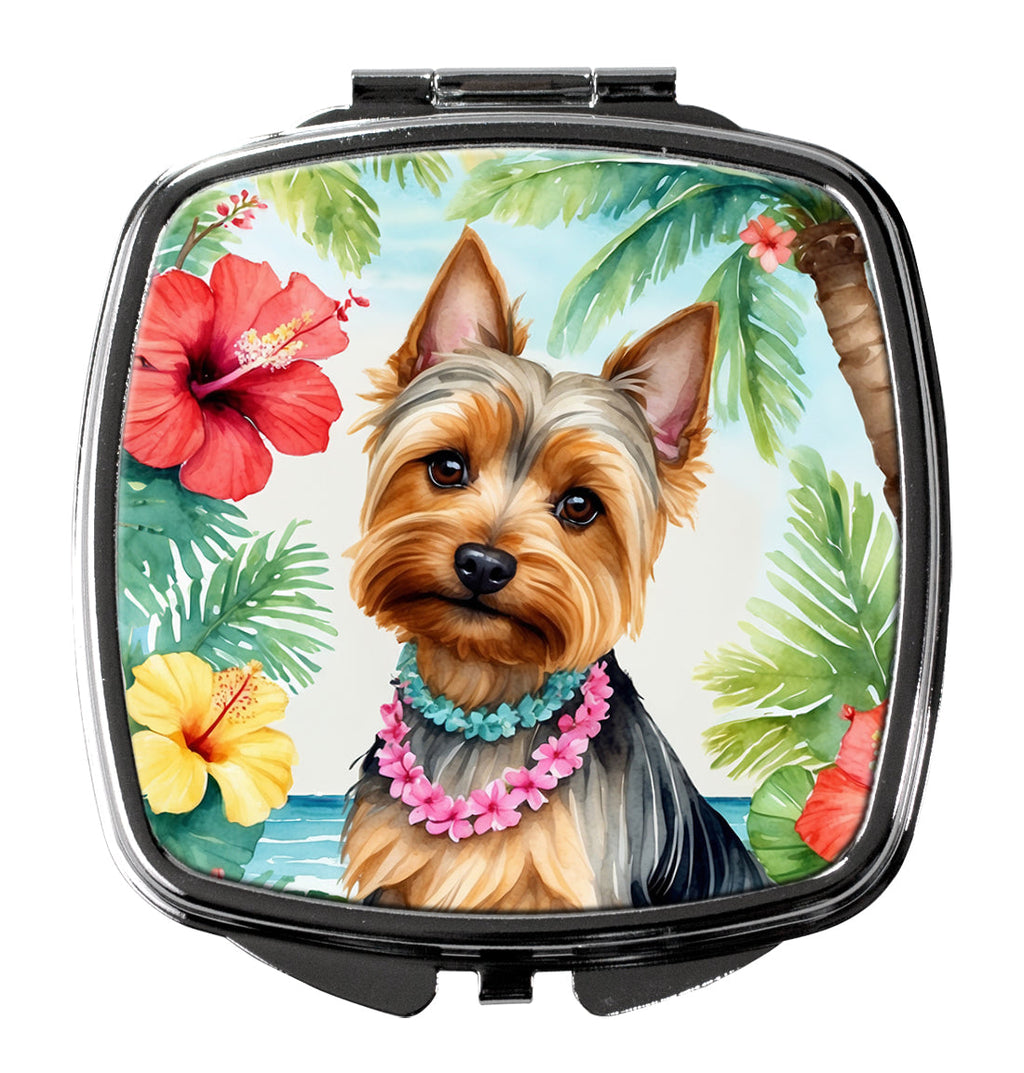 Silky Terrier Luau Compact Mirror Decorative Travel Makeup Mirror for Women Girls Gifts Pocket Makeup Mirror Folding Handheld