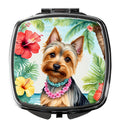 Silky Terrier Luau Compact Mirror Decorative Travel Makeup Mirror for Women Girls Gifts Pocket Makeup Mirror Folding Handheld