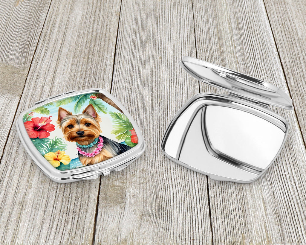 Silky Terrier Luau Compact Mirror Decorative Travel Makeup Mirror for Women Girls Gifts Pocket Makeup Mirror Folding Handheld