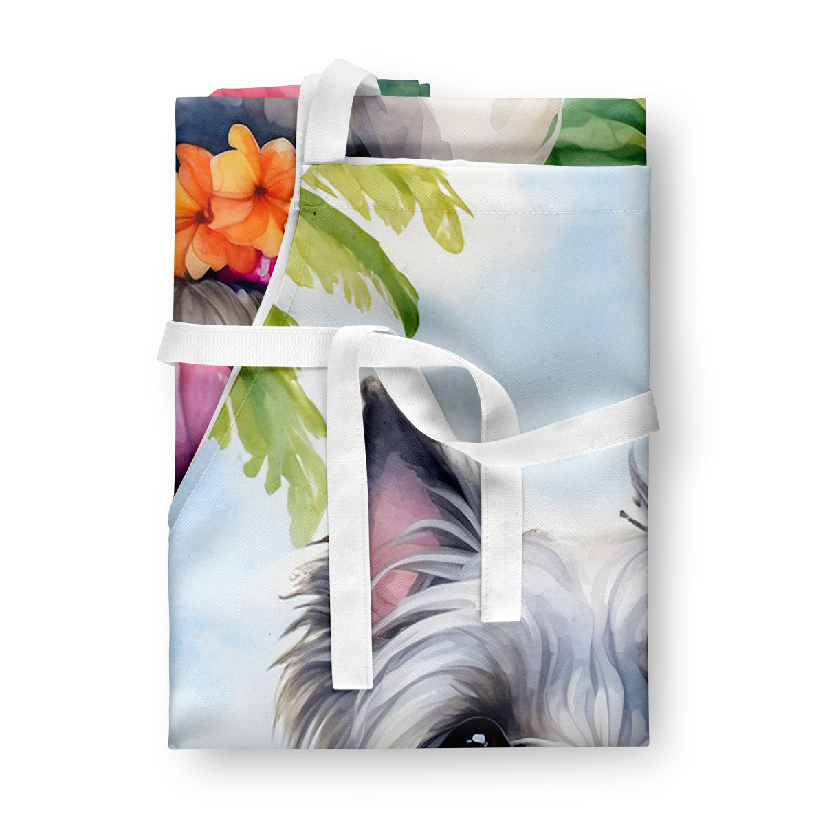 Skye Terrier Luau Apron Cooking Kitchen Server Baking Crafts Gardening for Adult Women Men, Unisex, Large, Multicolor