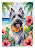 Skye Terrier Luau House Flag 28x40 Porch Sleeve Pole Decorative Outside Yard Banner Artwork Wall Hanging, Polyester