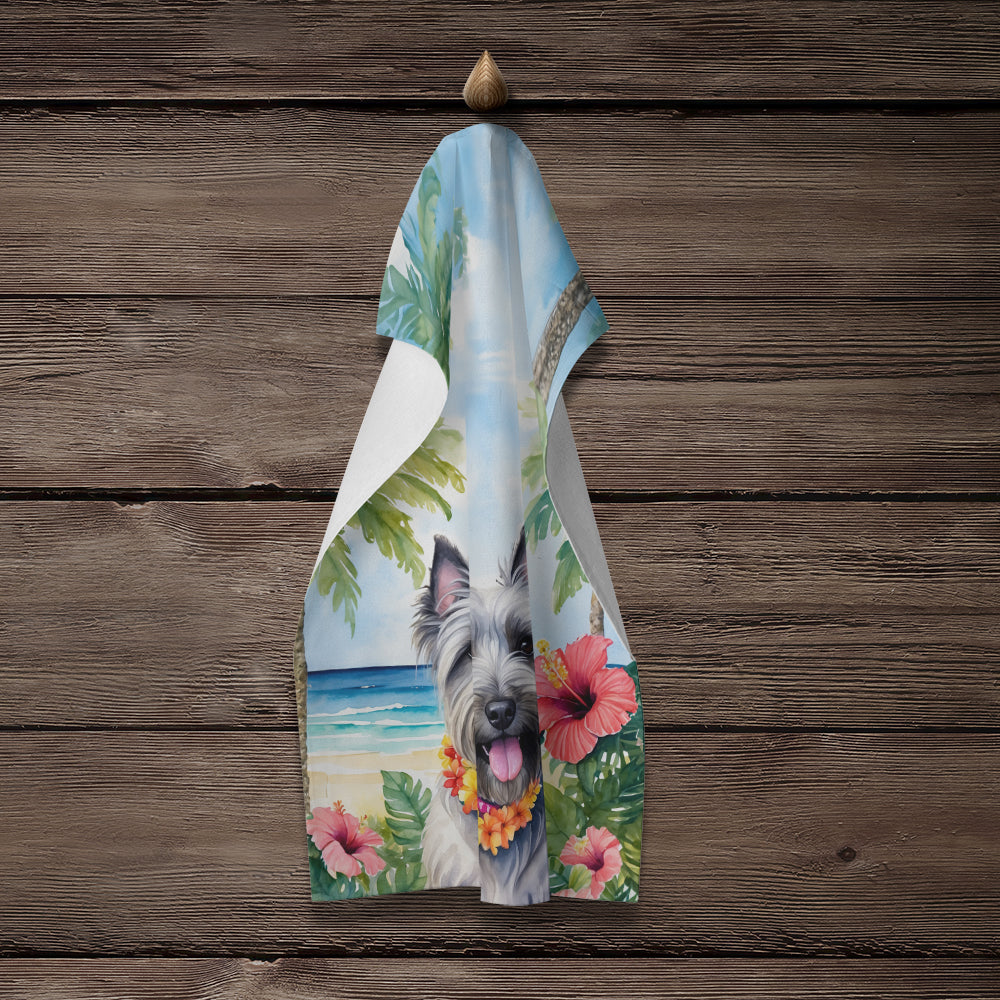 Skye Terrier Luau Kitchen Towel Velour Plush Front and Cotton Loop Back Machine Washable