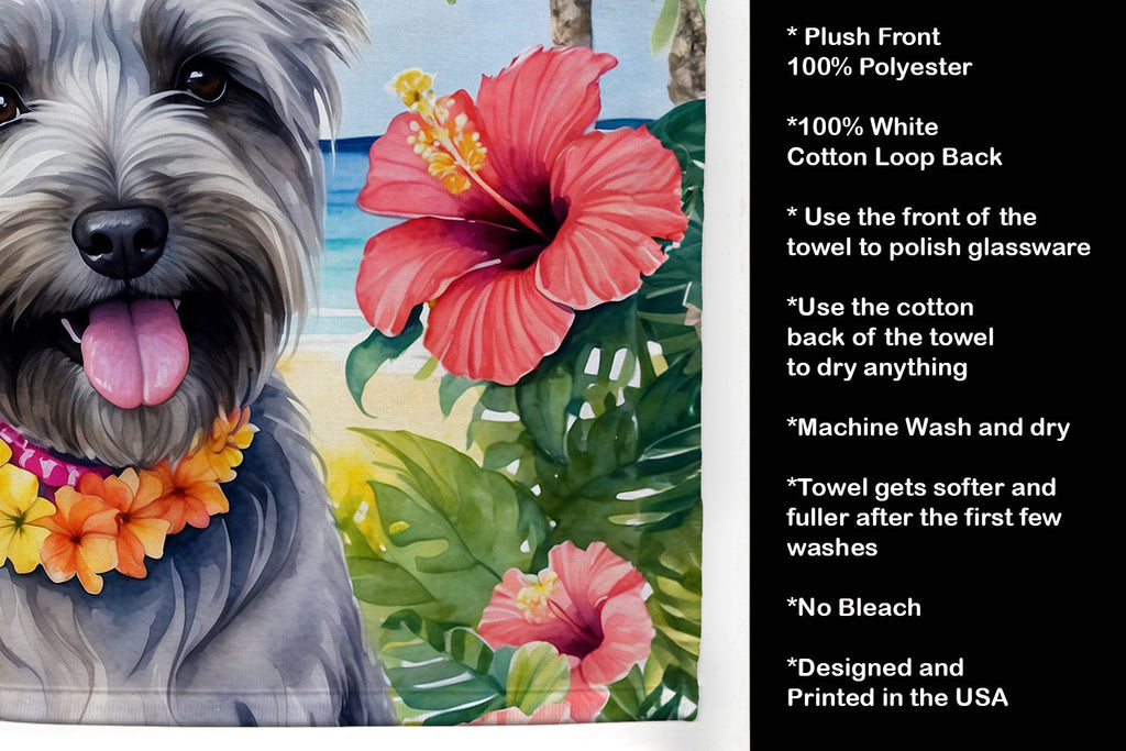 Skye Terrier Luau Kitchen Towel Velour Plush Front and Cotton Loop Back Machine Washable
