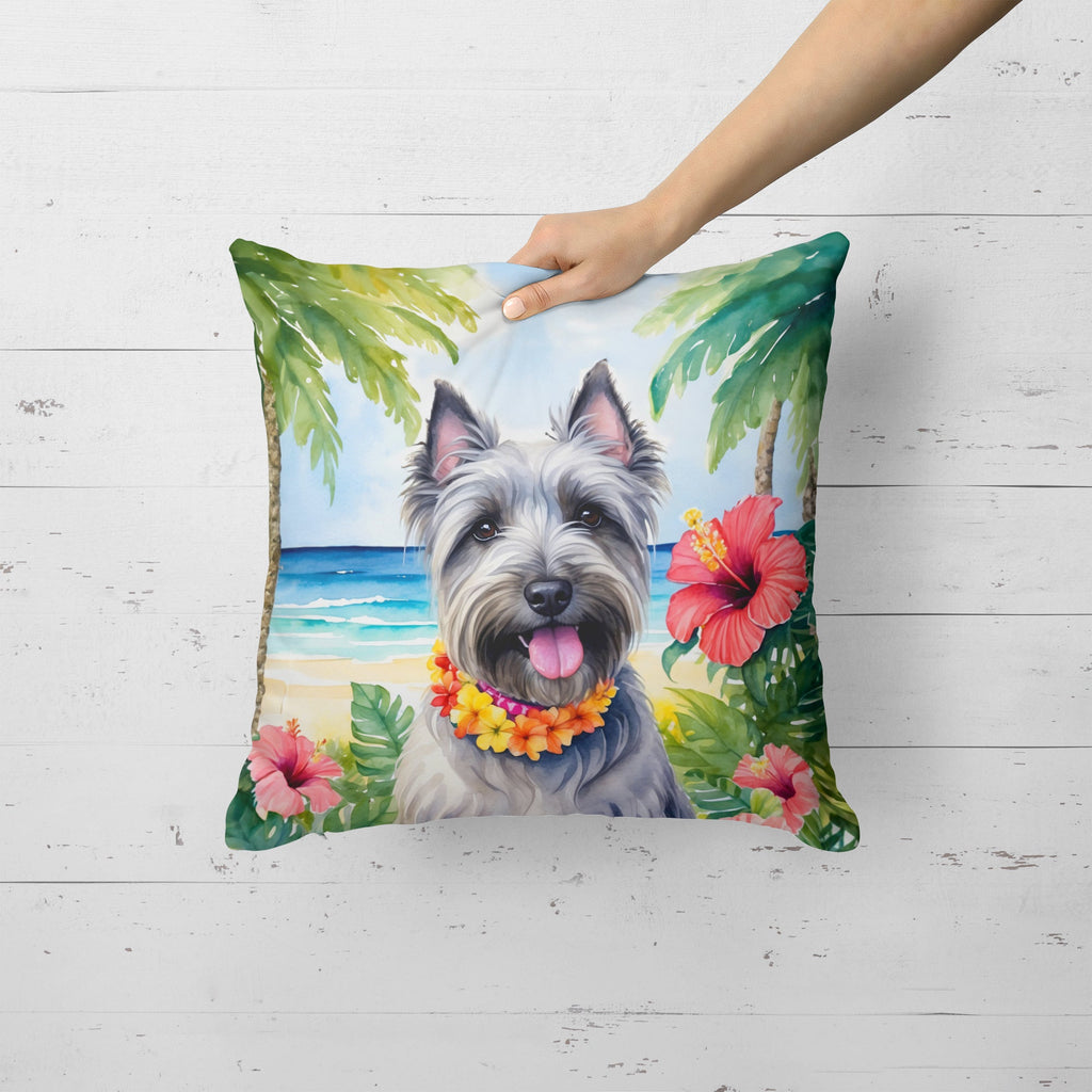 Skye Terrier Luau Decorative Throw Pillow 18x18 Indoor Outdoor Accent Cushion, Fabric Cover with Insert for Sofa, Bed, Porch & Living Room