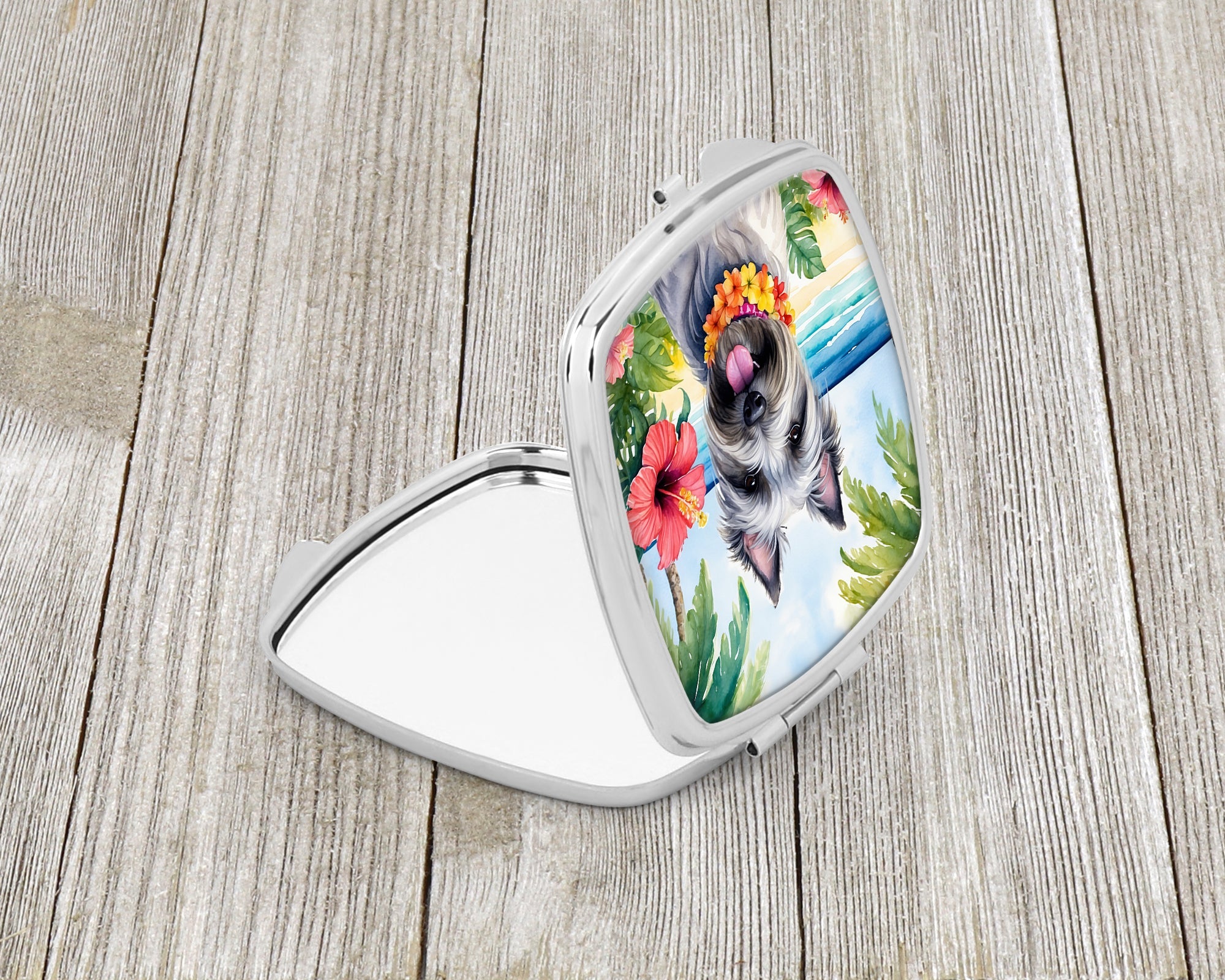 Skye Terrier Luau Compact Mirror Decorative Travel Makeup Mirror for Women Girls Gifts Pocket Makeup Mirror Folding Handheld