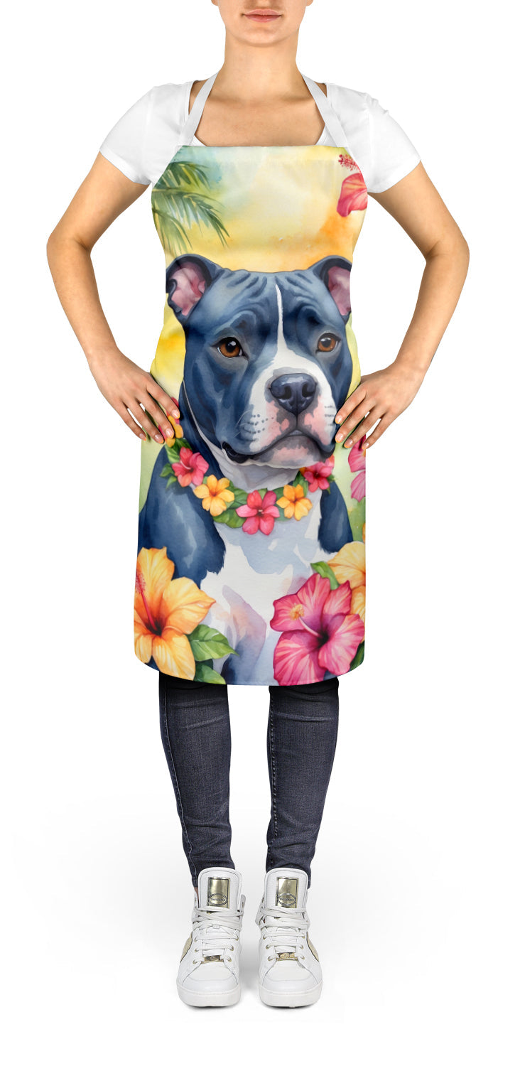 Staffordshire Bull Terrier Luau Apron Cooking Kitchen Server Baking Crafts Gardening for Adult Women Men, Unisex, Large, Multicolor