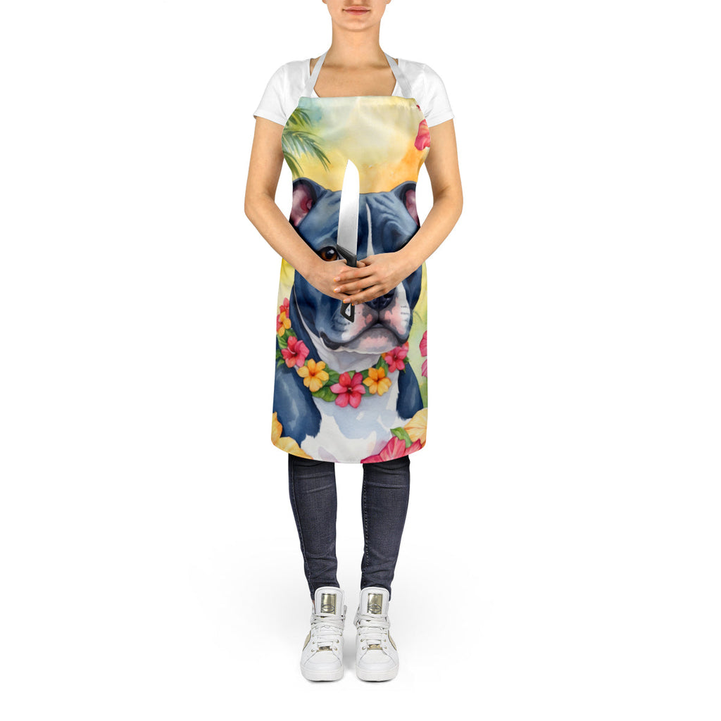 Staffordshire Bull Terrier Luau Apron Cooking Kitchen Server Baking Crafts Gardening for Adult Women Men, Unisex, Large, Multicolor
