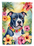 Staffordshire Bull Terrier Luau House Flag 28x40 Porch Sleeve Pole Decorative Outside Yard Banner Artwork Wall Hanging, Polyester