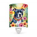 Staffordshire Bull Terrier Luau Ceramic Night Light Compact, UL-Certified, Ideal for Bedroom, Bathroom, Nursery, Hallway, Kitchen, 6x4x3, Multicolor