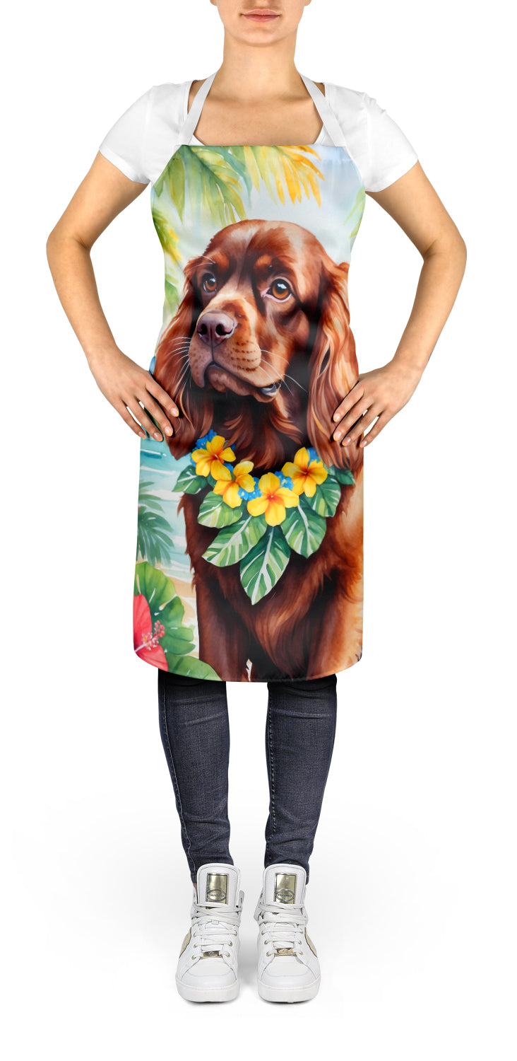 Sussex Spaniel Luau Apron Cooking Kitchen Server Baking Crafts Gardening for Adult Women Men, Unisex, Large, Multicolor