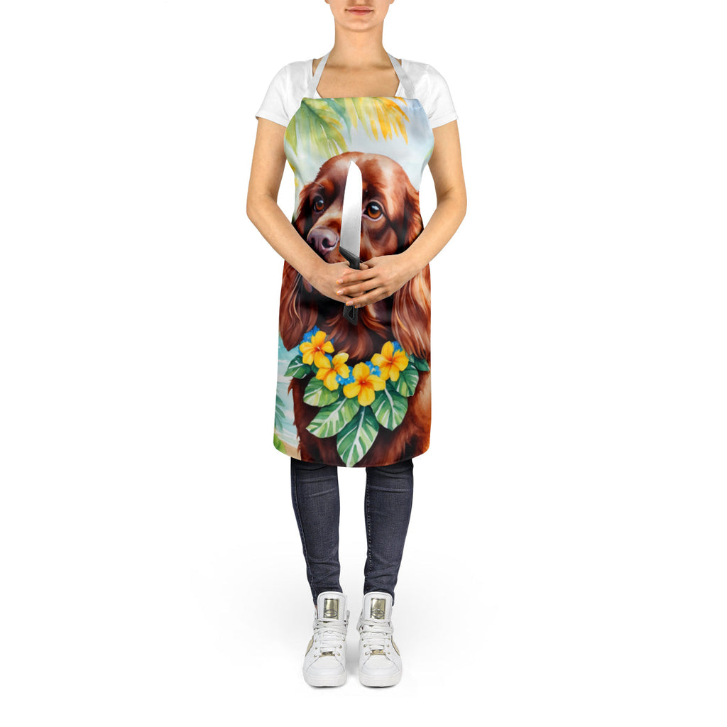 Sussex Spaniel Luau Apron Cooking Kitchen Server Baking Crafts Gardening for Adult Women Men, Unisex, Large, Multicolor