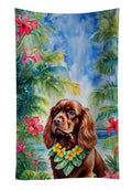 Sussex Spaniel Luau Kitchen Towel Velour Plush Front and Cotton Loop Back Machine Washable