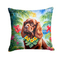 Sussex Spaniel Luau Decorative Throw Pillow 14x14 Indoor Outdoor Accent Cushion, Fabric Cover with Insert for Sofa, Bed, Porch & Living Room